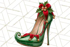 Christmas High Heel Clipart PNG, Whimsical Holiday Shoes Product Image 4