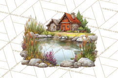 Rustic Homestead Living Clipart | Farm Cabin Png Designs Product Image 4