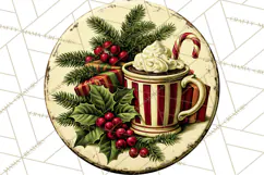 Vintage Christmas Round Signs Clipart, Rustic Metal Product Image 5