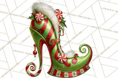 Christmas High Heel Clipart PNG, Whimsical Holiday Shoes Product Image 5