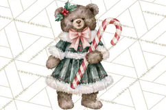 Christmas Teddy Bear Clipart PNG Watercolor Holiday Bears Product Image 5