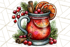 Christmas Wine Night Clipart PNG, Alcohol Christmas Png Product Image 5