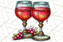 Christmas Wine Night Clipart PNG, Alcohol Christmas Png Product Image 2
