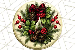 Vintage Christmas Round Signs Clipart, Rustic Metal Product Image 2