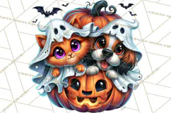 Cute Ghost Dogs And Cats Halloween PNG Clipart Product Image 2