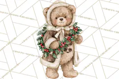 Christmas Teddy Bear Clipart PNG Watercolor Holiday Bears Product Image 3