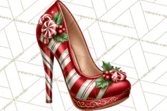 Christmas High Heel Clipart PNG, Whimsical Holiday Shoes Product Image 3