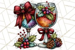 Christmas Wine Night Clipart PNG, Alcohol Christmas Png Product Image 3