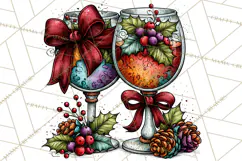 Christmas Wine Night Clipart PNG, Alcohol Christmas Png Product Image 3