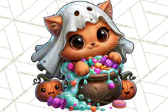Cute Ghost Dogs And Cats Halloween PNG Clipart Product Image 3
