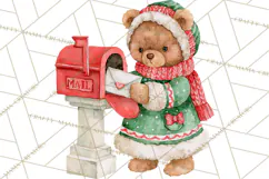 Christmas Teddy Bear Clipart PNG Watercolor Holiday Bears Product Image 4