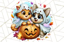 Cute Ghost Dogs And Cats Halloween PNG Clipart Product Image 4