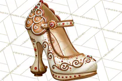 Christmas High Heel Clipart PNG, Whimsical Holiday Shoes Product Image 5