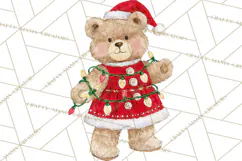 Christmas Teddy Bear Clipart PNG Watercolor Holiday Bears Product Image 5