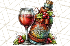 Christmas Wine Night Clipart PNG, Alcohol Christmas Png Product Image 5