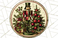 Vintage Christmas Round Signs Clipart, Rustic Metal Product Image 2