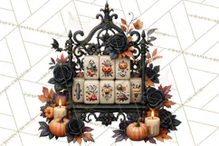 Halloween Mahjong Clipart, Spooky Mahjong Tiles PNG, Gothic Product Image 2