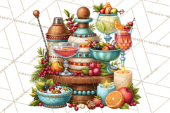 Christmas Cocktail Bar Clipart PNG Elements Product Image 3