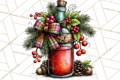 Christmas Wine Night Clipart PNG, Alcohol Christmas Png Product Image 3