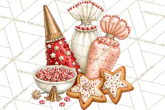 Peppermint Christmas Bakery Clipart PNG, Candy Cane Sweets Product Image 3
