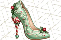 Christmas High Heel Clipart PNG, Whimsical Holiday Shoes Product Image 4