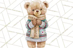 Christmas Teddy Bear Clipart PNG Watercolor Holiday Bears Product Image 2