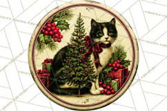 Vintage Christmas Round Signs Clipart, Rustic Metal Product Image 2