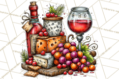 Christmas Wine Night Clipart PNG, Alcohol Christmas Png Product Image 2