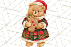 Christmas Teddy Bear Clipart PNG Watercolor Holiday Bears Product Image 2