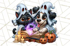 Cute Ghost Dogs And Cats Halloween PNG Clipart Product Image 2