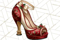 Christmas High Heel Clipart PNG, Whimsical Holiday Shoes Product Image 2