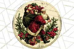 Vintage Christmas Round Signs Clipart, Rustic Metal Product Image 2