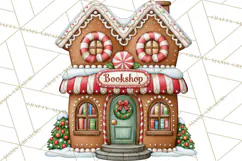 Downtown Gingerbread Town Buildings Clipart PNG Product Image 3