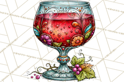 Christmas Wine Night Clipart PNG, Alcohol Christmas Png Product Image 3