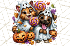 Cute Ghost Dogs And Cats Halloween PNG Clipart Product Image 4