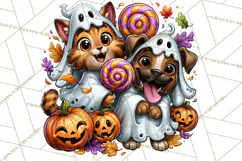 Cute Ghost Dogs And Cats Halloween PNG Clipart Product Image 4