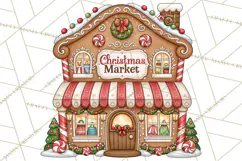 Downtown Gingerbread Town Buildings Clipart PNG Product Image 5
