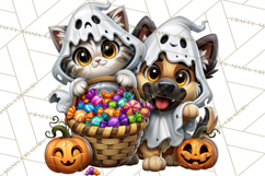 Cute Ghost Dogs And Cats Halloween PNG Clipart Product Image 5