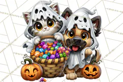 Cute Ghost Dogs And Cats Halloween PNG Clipart Product Image 5