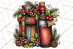 Christmas Wine Night Clipart PNG, Alcohol Christmas Png Product Image 5