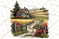 Rustic Homestead Living Clipart | Farm Cabin Png Designs Product Image 4