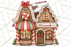 Downtown Gingerbread Town Buildings Clipart PNG Product Image 2