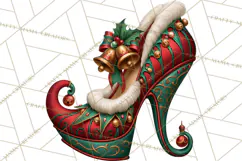 Christmas High Heel Clipart PNG, Whimsical Holiday Shoes Product Image 2