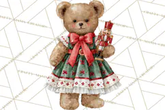 Christmas Teddy Bear Clipart PNG Watercolor Holiday Bears Product Image 2