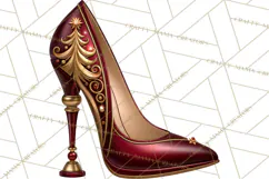 Christmas High Heel Clipart PNG, Whimsical Holiday Shoes Product Image 3