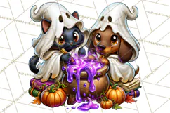 Cute Ghost Dogs And Cats Halloween PNG Clipart Product Image 3