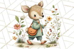 Cute Hiking Woodland Animals Adventure Clipart PNG Product Image 2