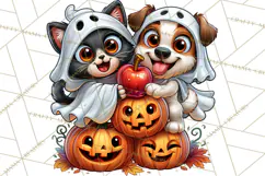 Cute Ghost Dogs And Cats Halloween PNG Clipart Product Image 4