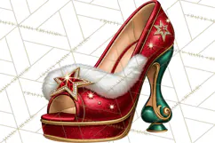 Christmas High Heel Clipart PNG, Whimsical Holiday Shoes Product Image 5