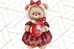 Christmas Teddy Bear Clipart PNG Watercolor Holiday Bears Product Image 5